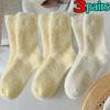 Women Mink Velvet Candy Color Socks Soft Super Elastic Velvet Thicken Warm Plush Winter Autumn Floor Fleece  Mid-tube Stocking
