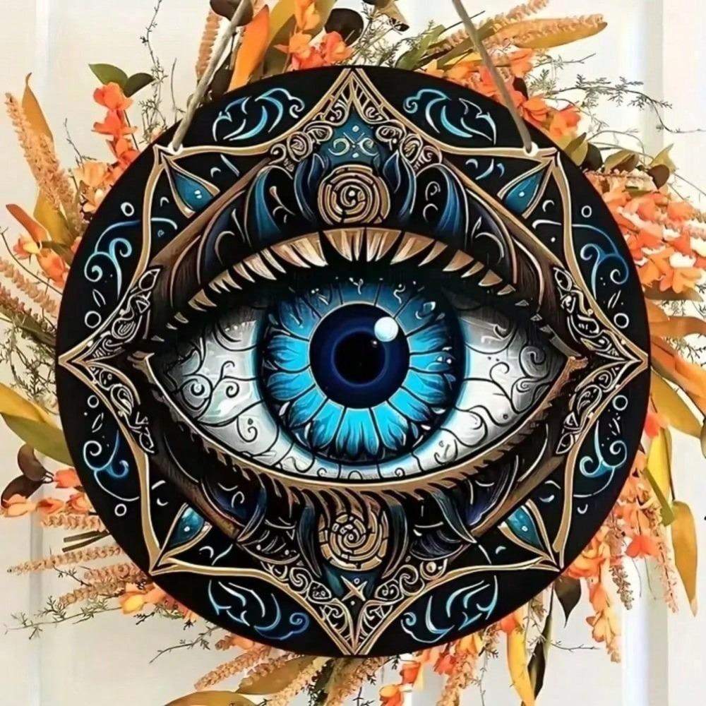 Vintage Bohemian Evil Eye Tin Sign Embossed Wall Decor Limited Edition