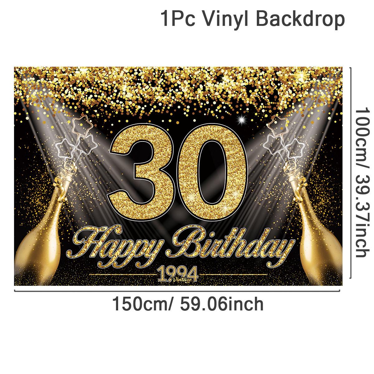 

Happy 30th 40th 50th Birthday Backdrop Black Gold Birthday Party Decorations Adults 30 40 50 Years Old Birthday Party Supplies