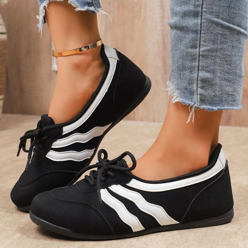 2025 Women Shallow Sneakers Flats Lace-up Breathable Walking Shoes Women Trend Color Baotou Lace-up Sneakers Zapatos De Mujer