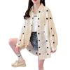 Women's Polka Dot Lapel Mesh Mesh Loose Single Breasted Long Sleeve Shirt