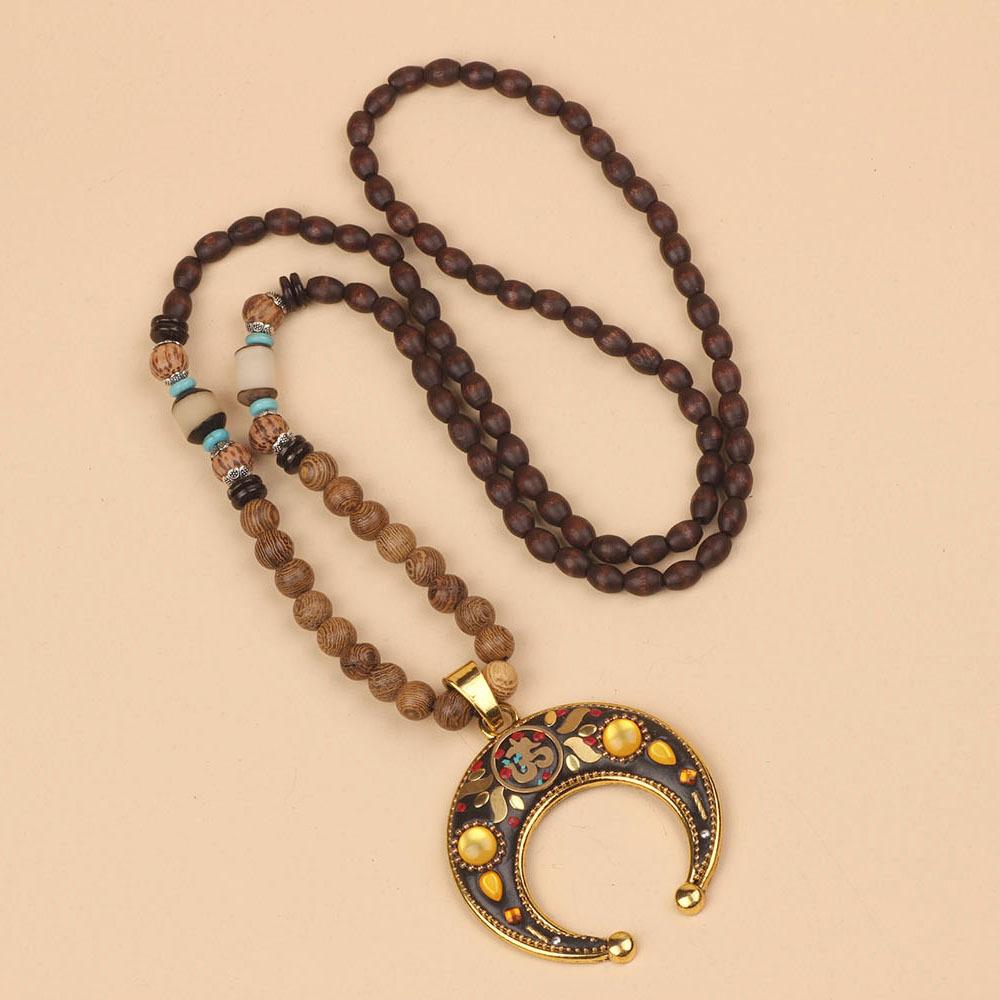 Originální etnický retro dlouhý řetízek na svetr, Nepálské vintage doplňky, Tibetský styl, Literární a univerzální náhrdelník pro muže a ženy