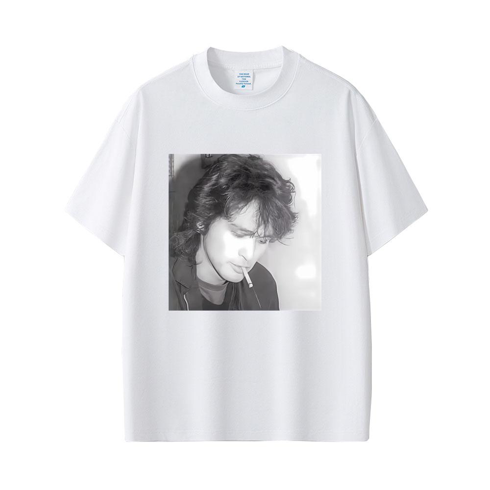 Klassische Russische Rockband Kino Viktor Tsoi Rauchmotiv Grafik T-Shirts Unisex Damen Lässig Übergroß Streetwear Unisex Baumwoll-T-Shirts
