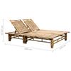 2 Person Sun Lounger with Cushions Bamboo