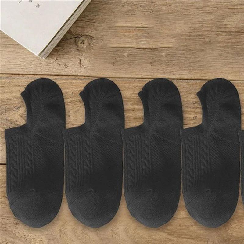 Men's short tube boat socks linen pattern business men's low top socks 5 Pairs