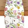 Easter Bunny Linen Table Runner Easter Rabbit Table Runner Bunny Dining Table Cloth Placemat for Kitchen Dining Table Decor