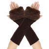 Furry Furry Fingerless Gloves Crochet Knitting Soft Warm Arm Warmers Elastic Knitted Sleeves Gloves Women Clothing Accessories