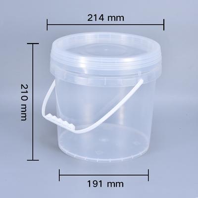 Empty 5L Plastic Bucket with Handle and Lid Leakproof Round Storage Container Food Grade Polypropylene Pail 2PCS