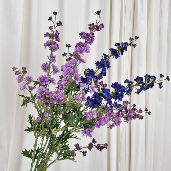 Artificial Delphinium Flower 36.6" Long Stem Faux Silk Bouquets for Tall Vase Realistic Fake