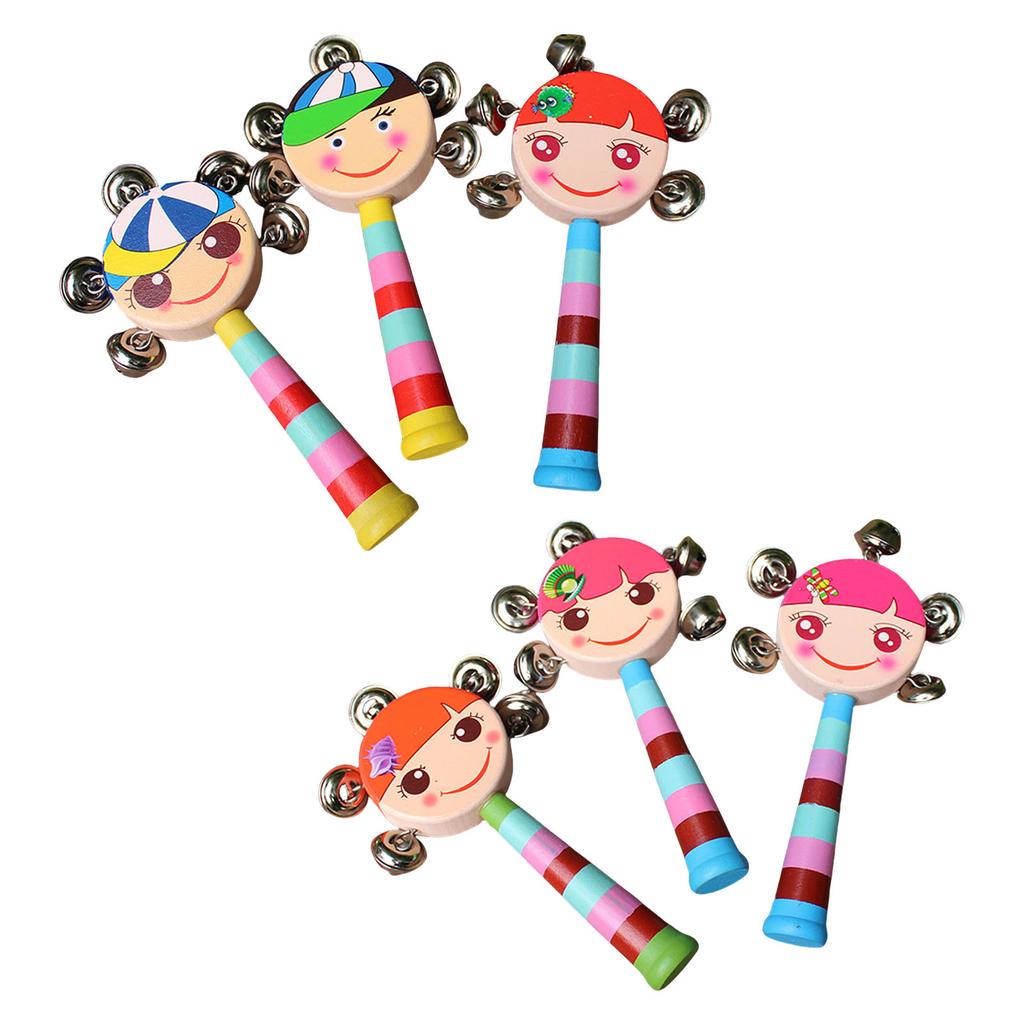 Pack Of 6 Cartoon Rattle Drum Toy For Babies Promoting Sensory Auditory Development And Hand Coordination For Easy Grip