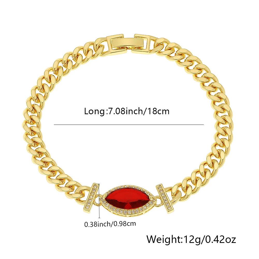 Inlaid Zircon Geometric Oval Zircon Pendant High Color Retention Copper Plated Real Gold European and American Style Elegant Light Luxury Bracelet