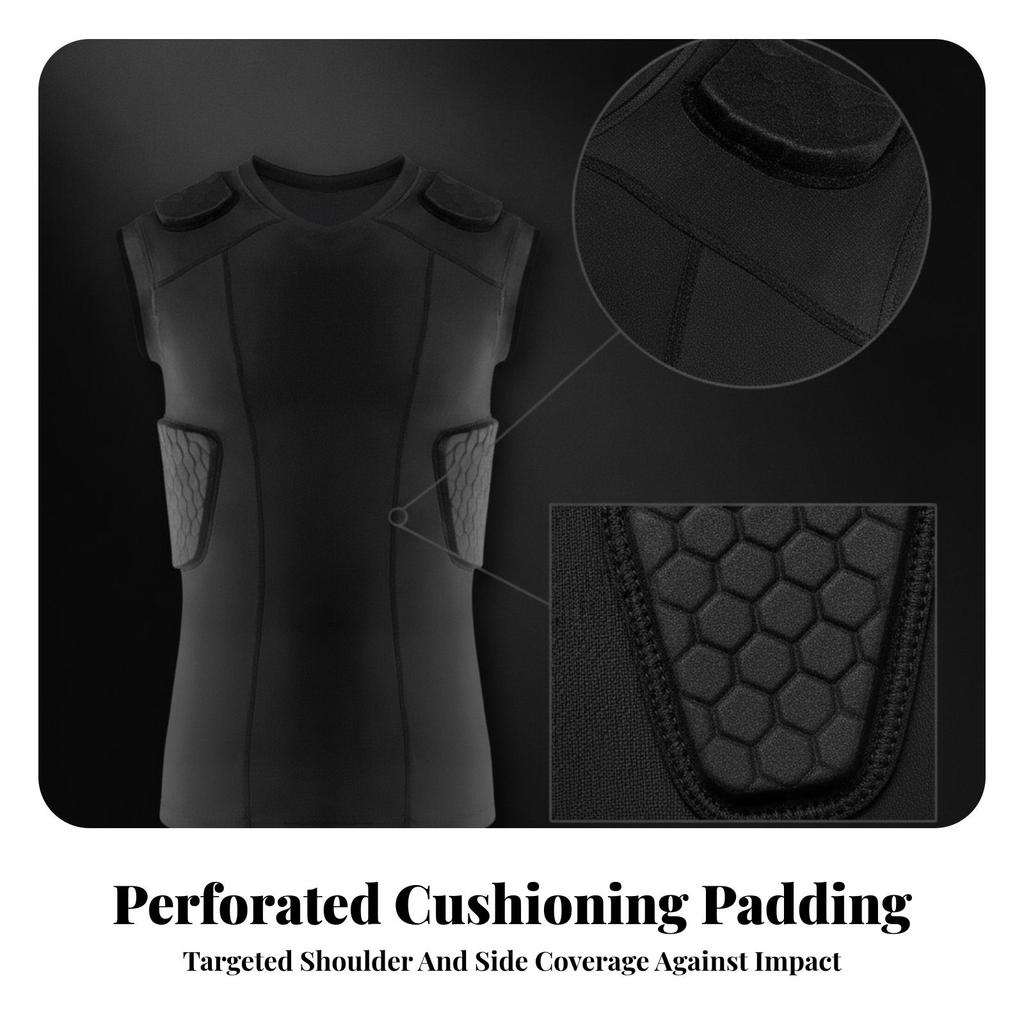 Sleeveless Padded Compression Vest Form-Fitting Safety Snug Shirt