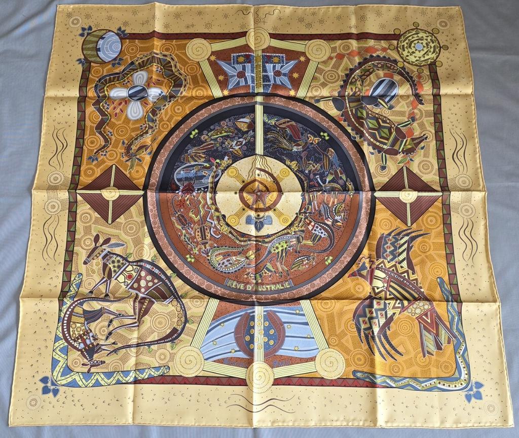HERMES Carré 90 REVE D'AUSTRALIE Le Jeu Des Petits Bonheurs Silk Scarf Multicolor Made In France Women's Box Unused