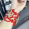 Mehrzweck-Armband mit unregelmäßiger Korallenfeder, stabiler Armreif aus Legierung, verstellbar, Modeschmuck-Accessoire für Frauen