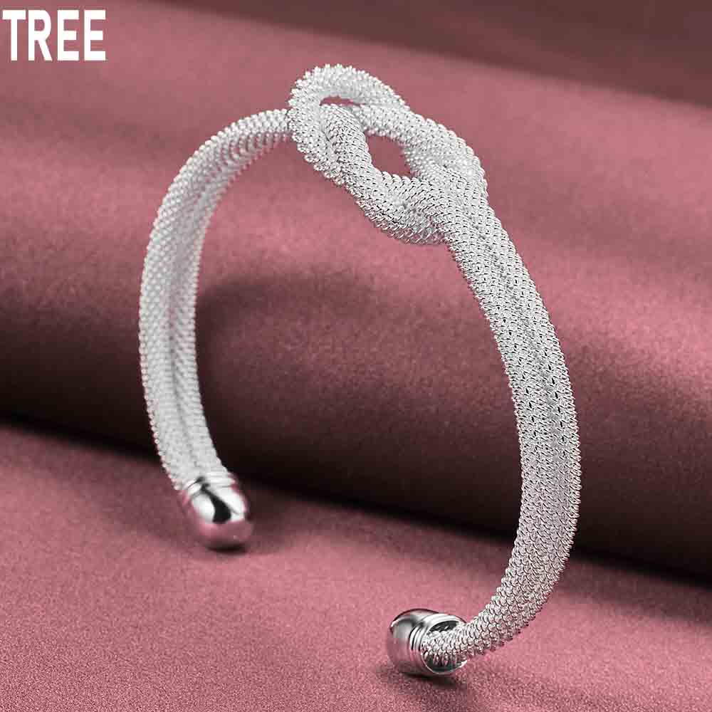 925 Sterling Silver Interwoven Mesh Bracelet Fashion Charm Wedding Jewelry