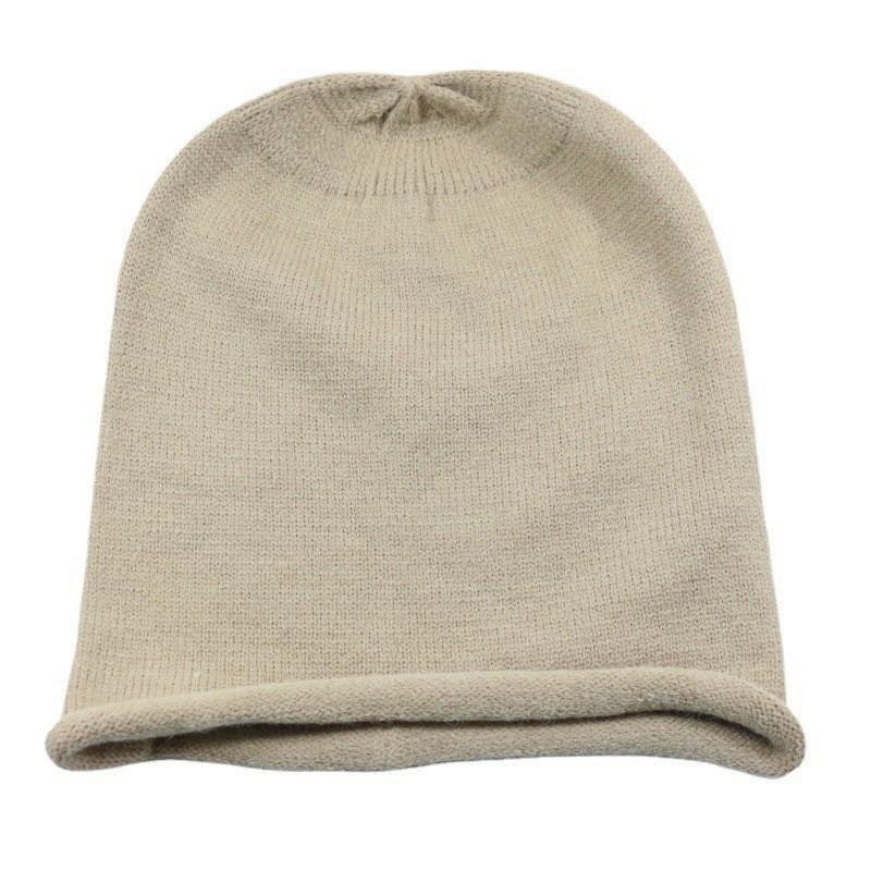Hat Women's Autumn and Winter Beige Curled Knitted Hat European and American Solid Color Long Confinement Pile Baotou Hat Men