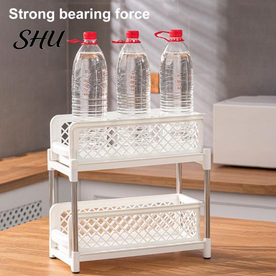 Double-layer Bathroom Organizer Sliding Under-sink Storage Rack Double-Layer Design Large Capacity Kitchen Shelf Strong Load-bearing Easy Assembly