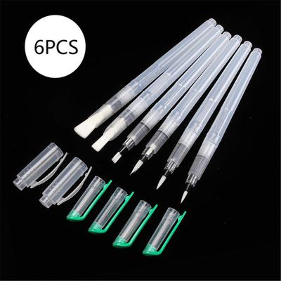 6 Stück/Set Tragbarer Wasserspeicher Stift Bleistift Weicher Aquarellpinsel Wasserfarbenstift Pinsel Tintenstift