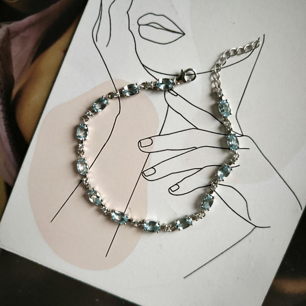Silver Bracelet with Natural Topaz 7.775ct, Cubic Zirconias, Item Weight 7.72 G (2190912)
