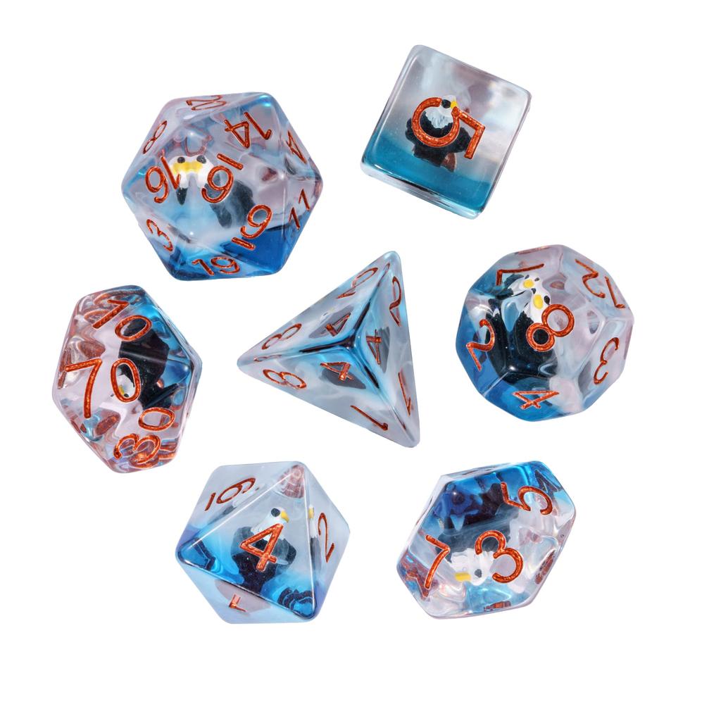 Cusdie Cute Animals DnD Dice Resin D4 D6 D8 D10 D% D12 D20 Polyhedral Dice Set for D&D Pathfinder Role Playing Table Board Games