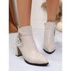 2025 Winter New Pointed British Style High-Heeled Fashion Boots Thick Heel Plus-Size Metal Buckle Boots Women