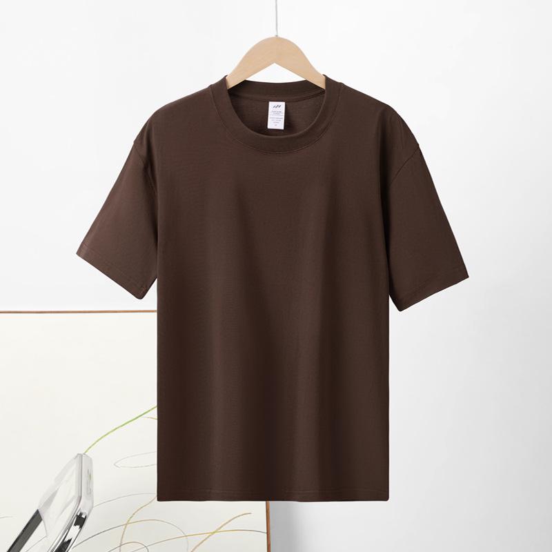 Kurzarm-T-Shirt aus reiner Baumwolle mit Rundhalsausschnitt für Damen, einfarbig, halbärmeliges Basis-T-Shirt