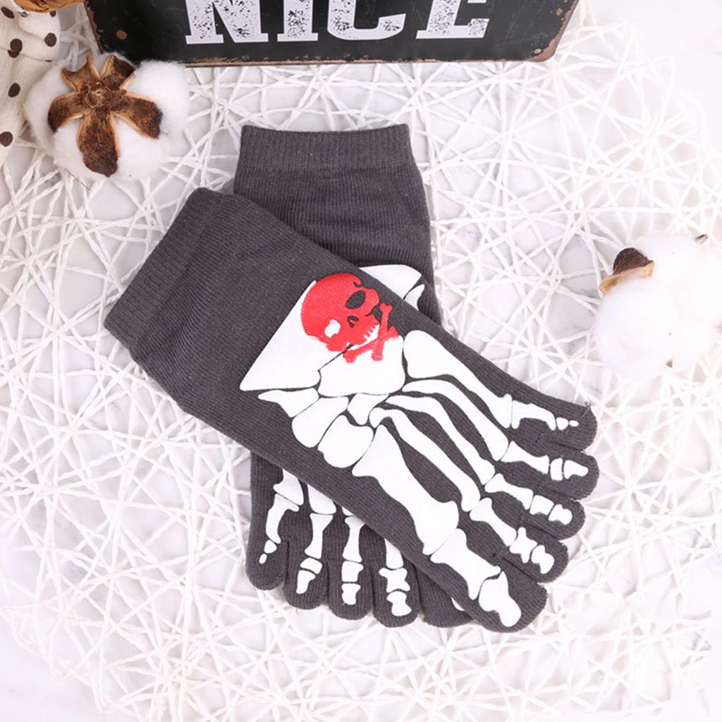 Halloween Scary Skull Skeleton Toe Bone Printed Socks Funny Novelty Socks for Mens