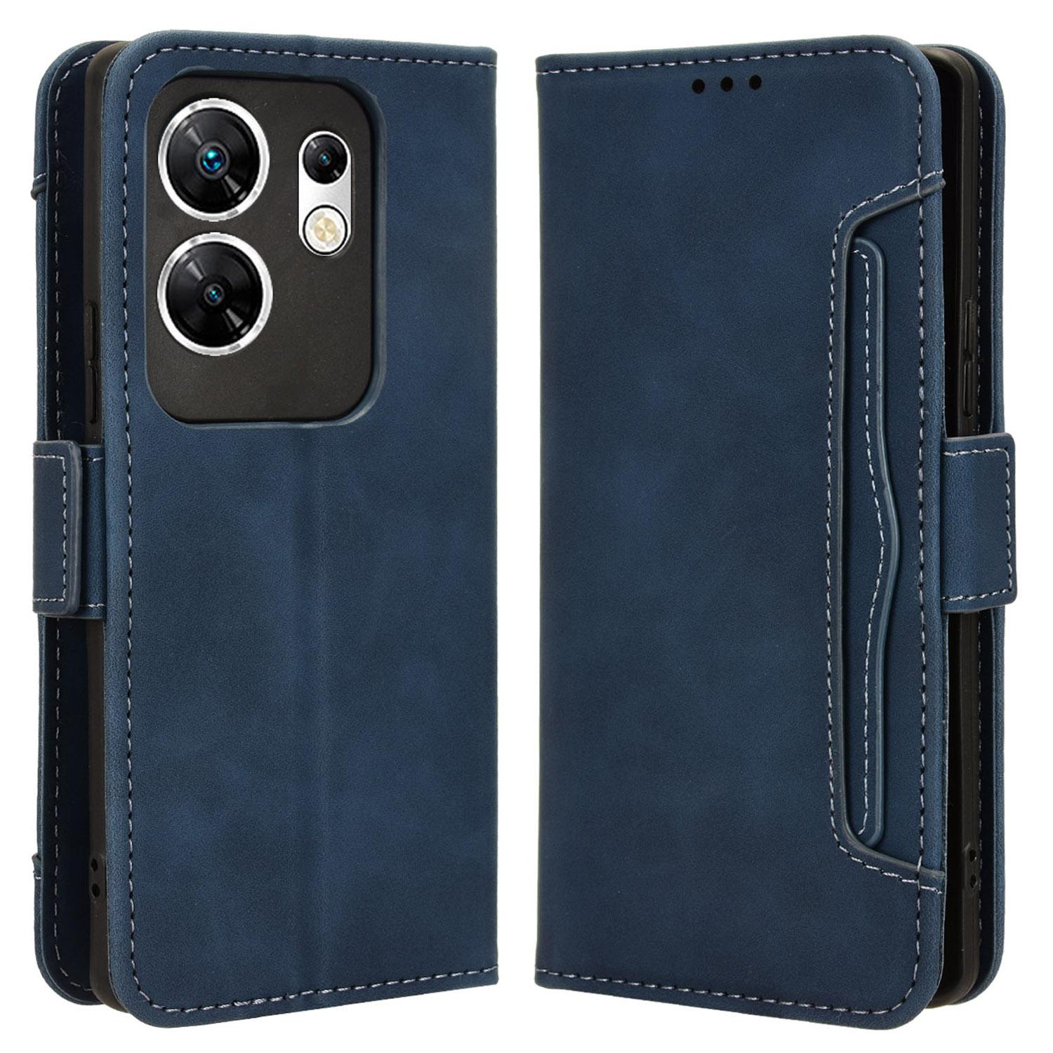 

For Infinix Zero 30 4G X6731B Case Anti-Drop PU Leather Wallet Phone Cover with Multiple Card Slots Blue