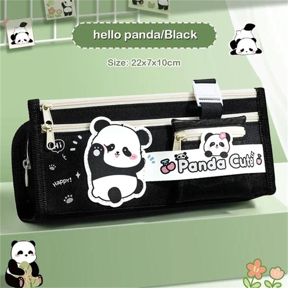 Large Storage Pen Box Bags Multi Layer Pencil Pouch Cosmetic Makeup Panda Pencil Case  Stationery