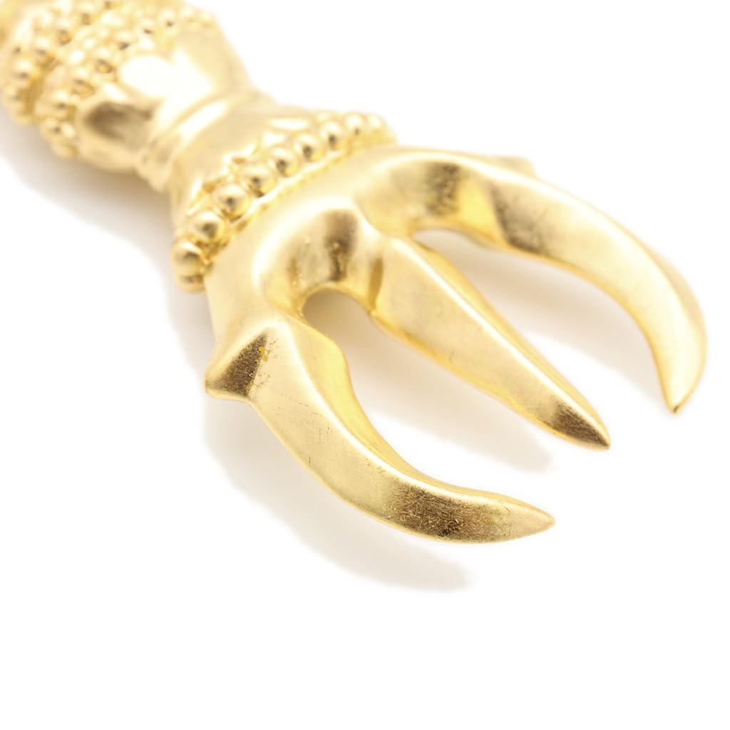 Kurita's Special Buddhist Statue [Buddhist Implement] 15cm Trident Vajra, Made of Cypress Wood with Gold Leaf, Wooden Carving, Buddhist Altar