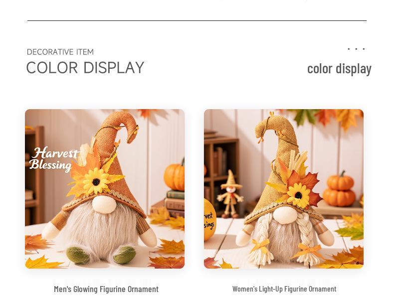 Thanksgiving Autumn Light-Up Maple Leaf Gnome Ornament