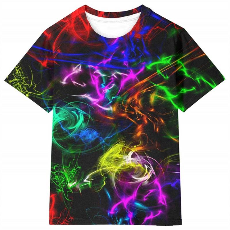 T-Shirts for Children 3D Print Flame Lightning Casual Boys Girls Tops Summer Crew Neck Short Sleeves 2025 Children's Clothing