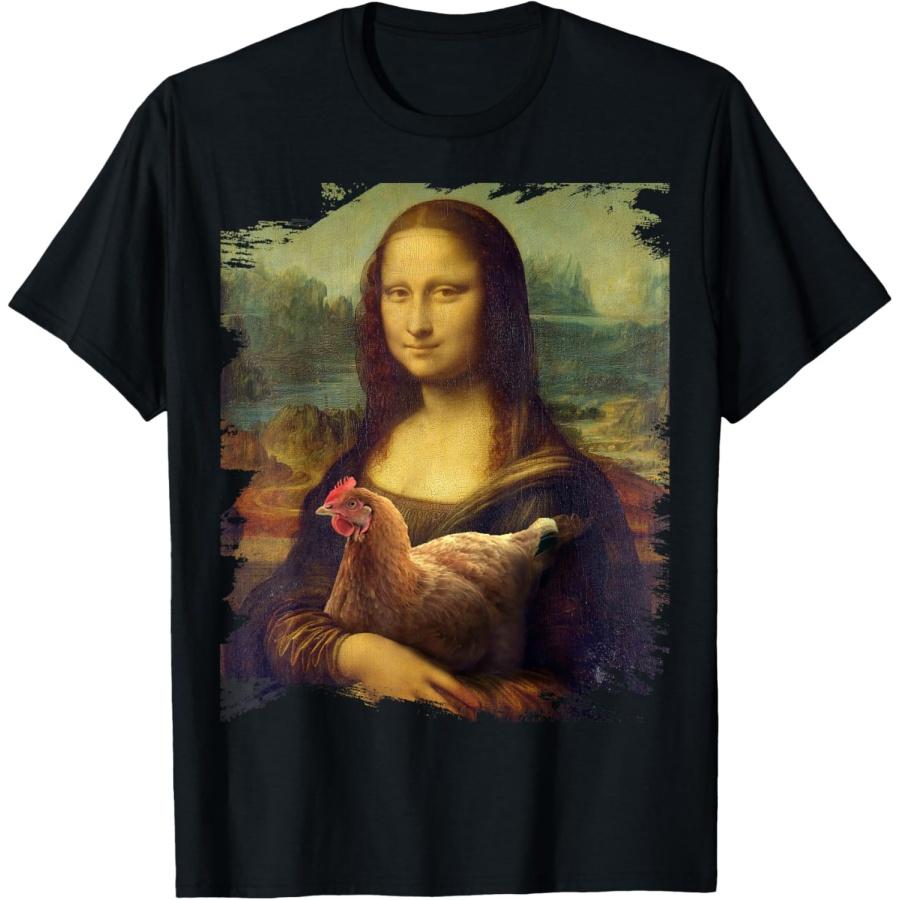 Mona Chicken Lisa Classic da Vinci Chickens Funny T-Shirt XXXXXL чёрный