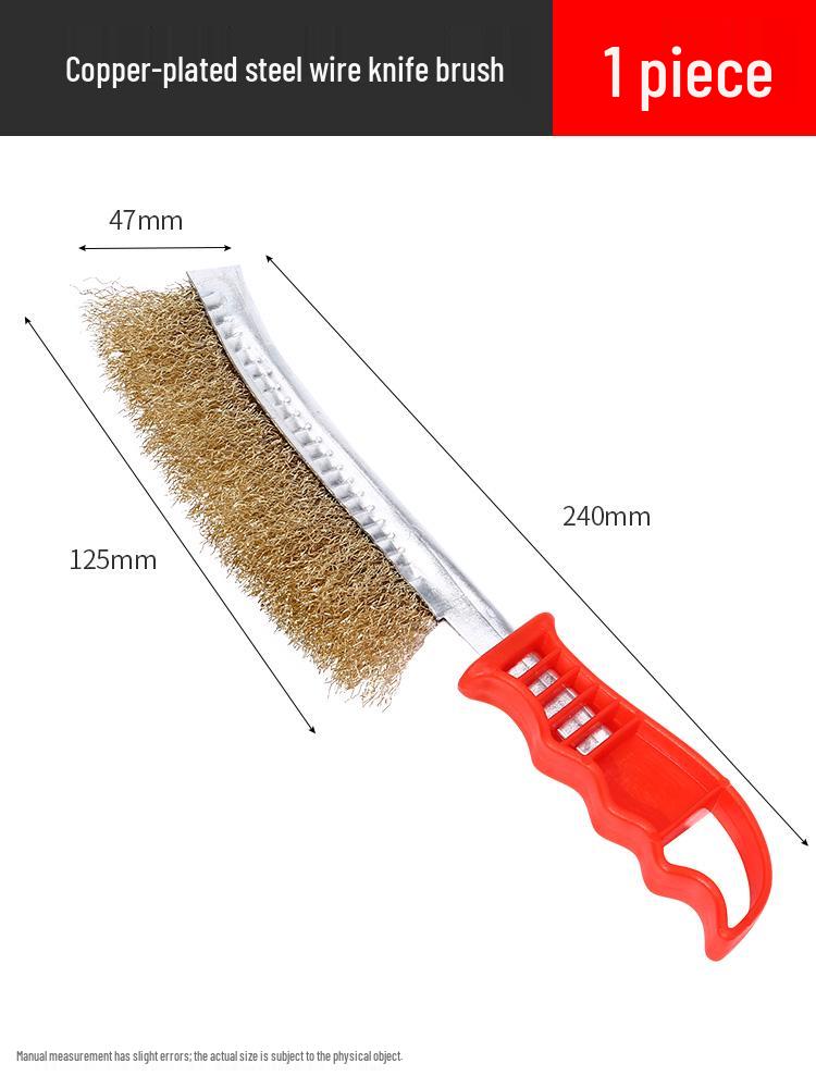 Long-Handled Wire Brush for Rust Removal - Copper & Stainless Steel Bristles for Grills & Cleaning Copper-plated steel wire brush 80g [1 piece]