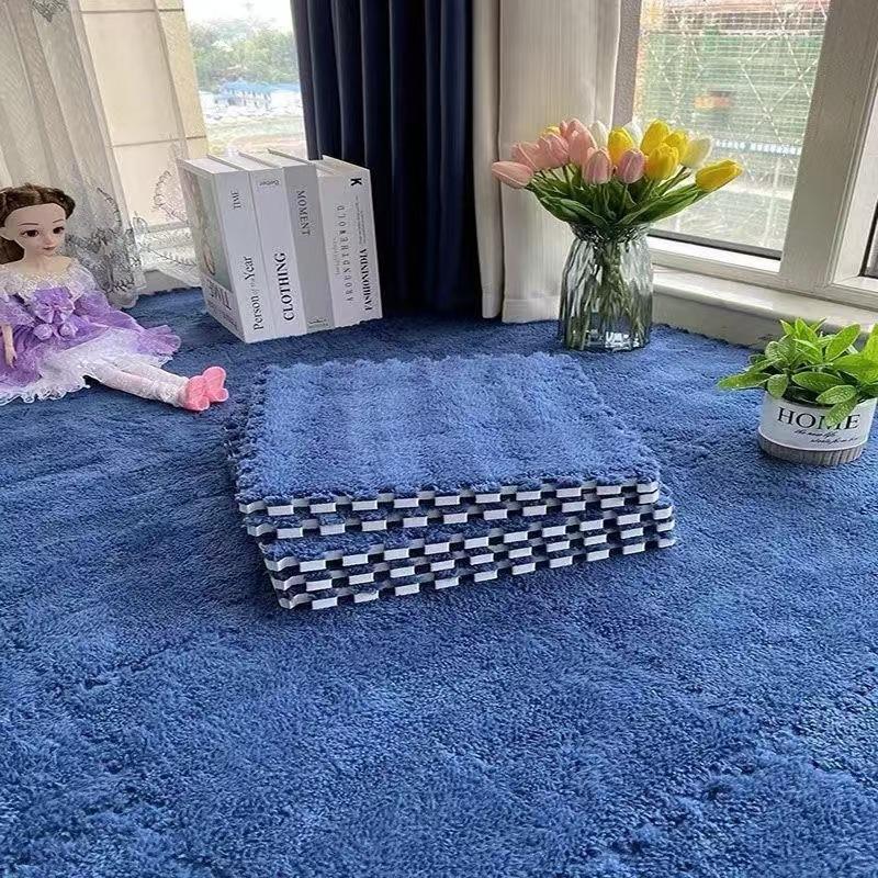 10Pcs Carpet Squares Puzzle Floor Mat Plush Interlocking Carpet Tiles Fluffy Area Rugs Protective Floor Tiles Exercise Play Mat