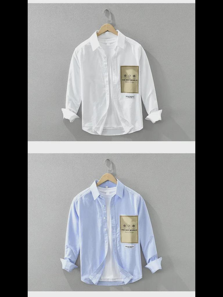 Men's Japanese Style Long-Sleeve Shirt: Youth Fashion, Casual and Loose Fit