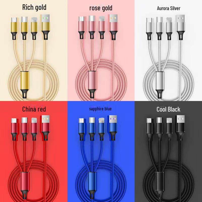 

Плетеный кабель для быстрой зарядки «три в одном» для устройств Apple, Android и Type-C