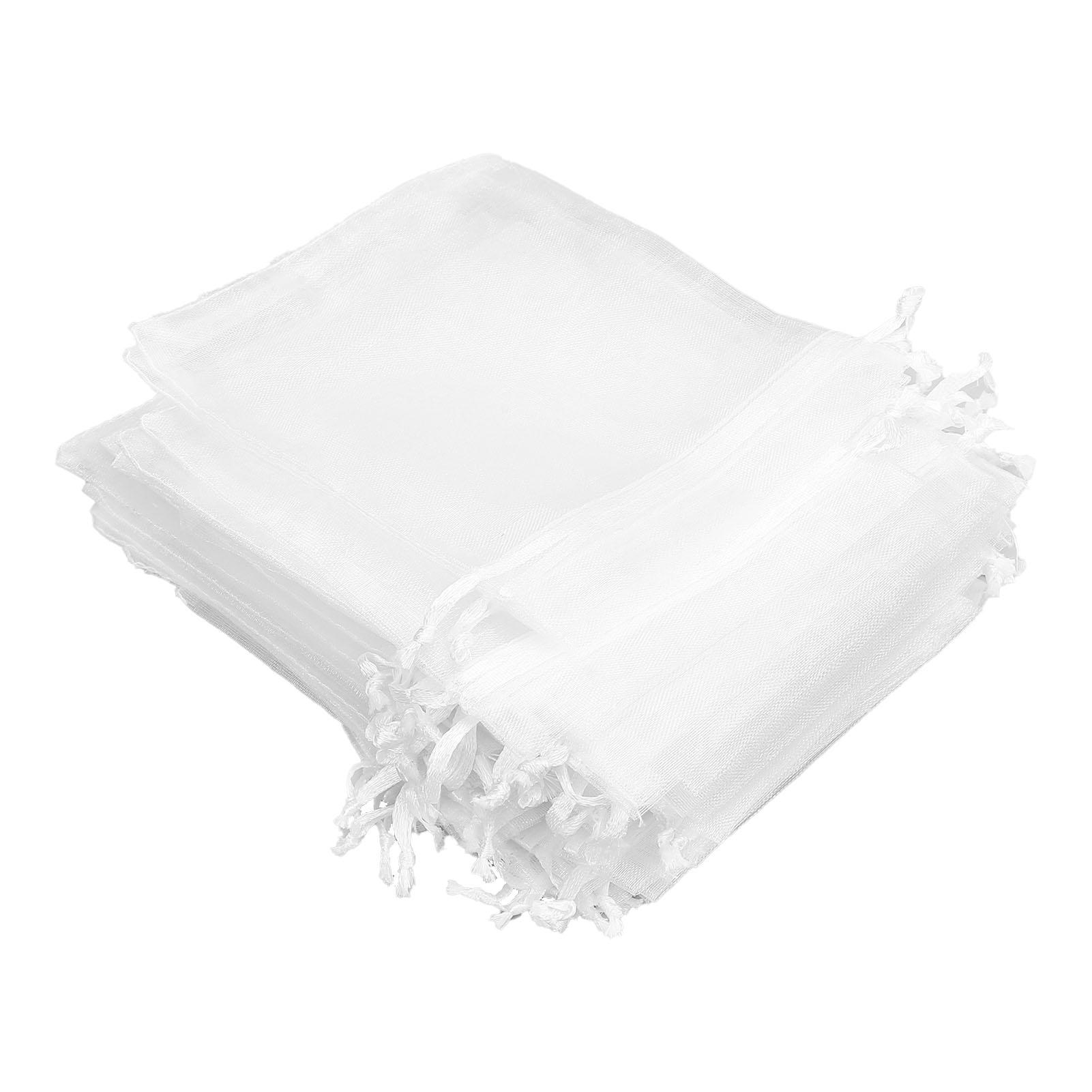 

50 шт. Белые прозрачные мешочки из органзы, многофункциональные подарочные мешочки на шнурке для свадебных сувениров, конфет, рукоделия