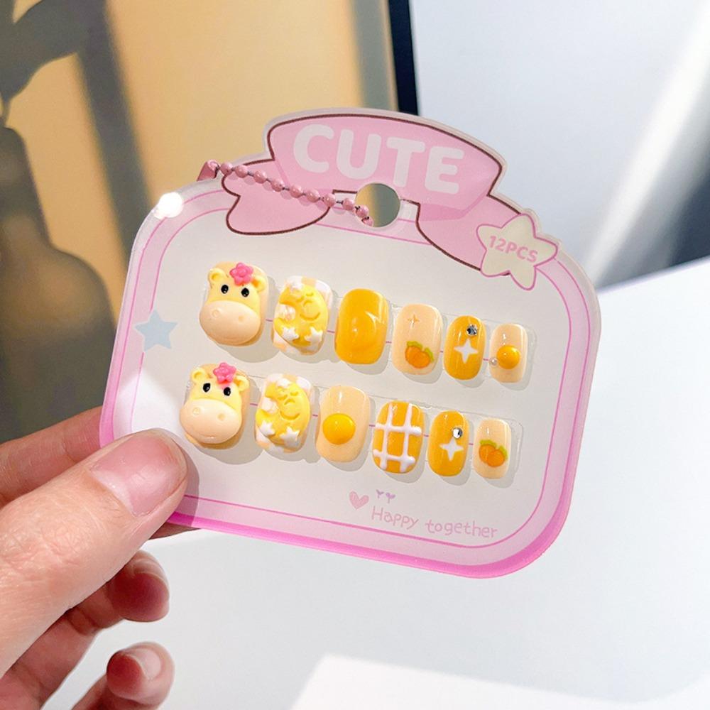 3D Animal Kids Cartoon Fake Nails Flower Bowknot Cartoon Nail Accessories Kids Toys Gift