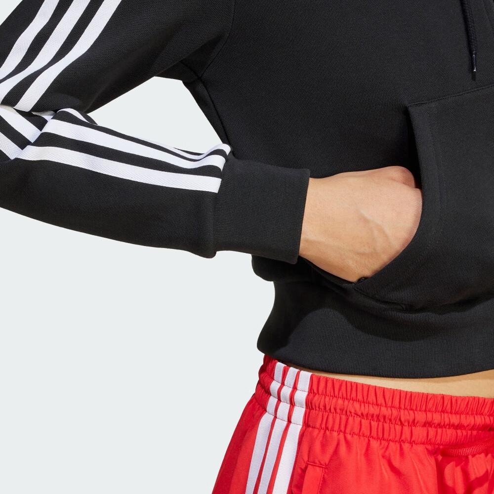 adidas Originals Sport Hooded Zip Striped Short Jacket Women Jackets Black JX9220