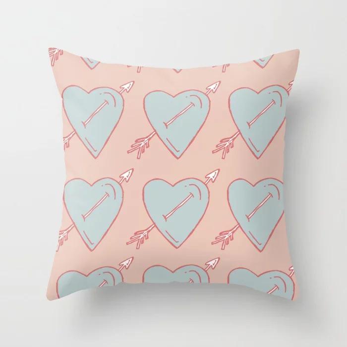 New Ins Style Pink Geometric Love Series Pillowcase Sofa Pillow Car Cushion Cover