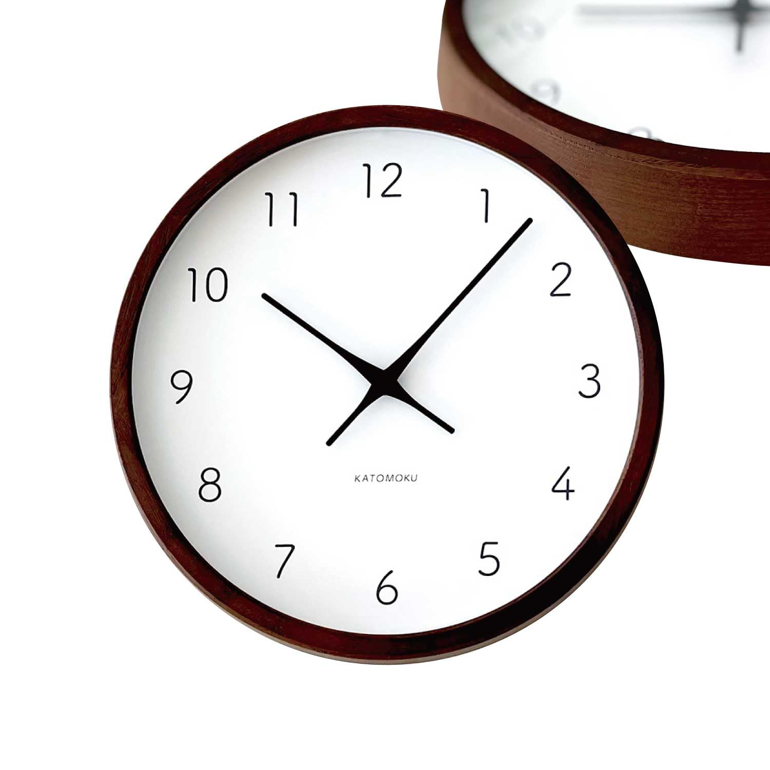 KATOMOKU Muku Clock 7 Brown km-60BR, continuous second hand movement, 30.0cm diameter (quartz clock)