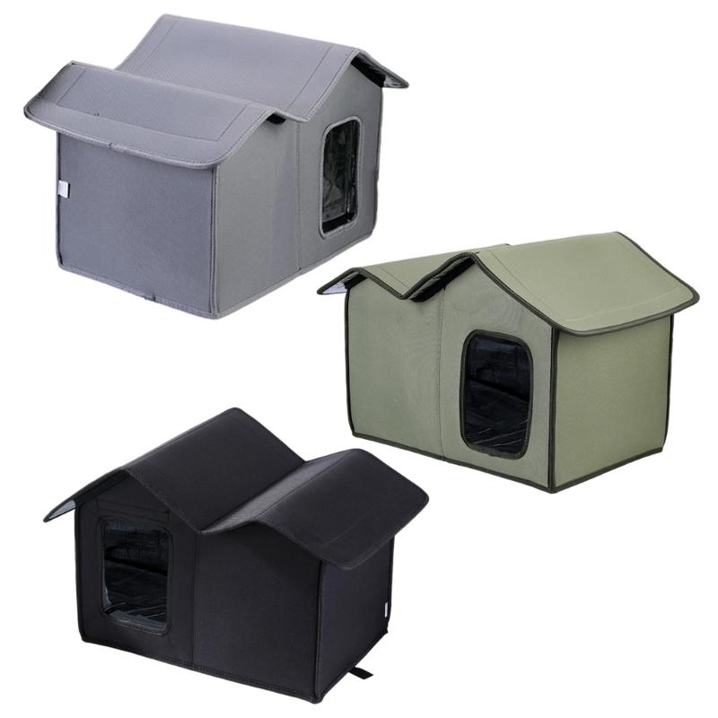 Outdoor Cats House Waterproofed Oxfords Fabric Portable Pet Shelter For Winter Garden Balconies