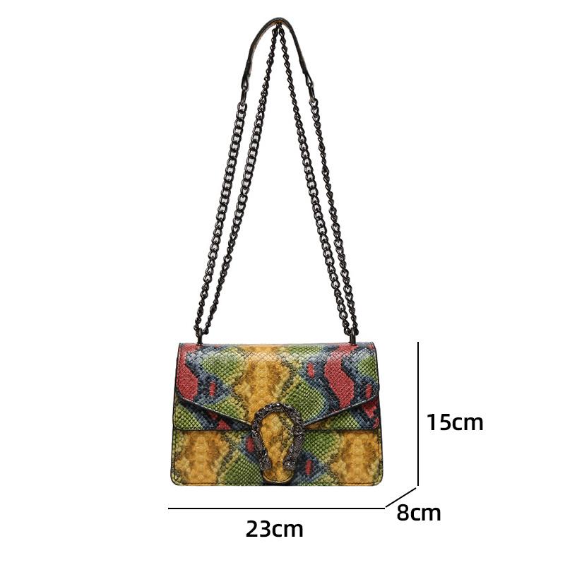 Women PU Crossbody Bag Chain Messenger Women's Bag Double Compartment Small Square Bag New Crocodile Pattern Bag