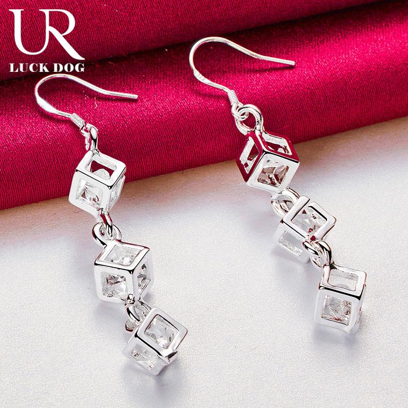 925 Sterling Silver White Stone AAA Zircon Pendant Piercing Earrings Fashionable Wedding Jewelry