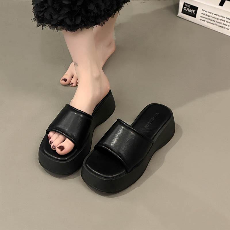 

Босоножки новые женские босоножки на толстой подошве-маффин, ленивая женская обувь, шлепанцы для лета, уличные, на одном ремешке 39 чёрный