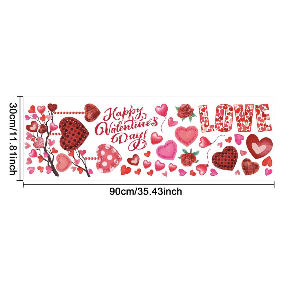 Valentine's Day Window Sticker Pvc Self-adhesive Holiday Party Wedding Cake Love Roses Cat Balloon Home Decor Wall Decals