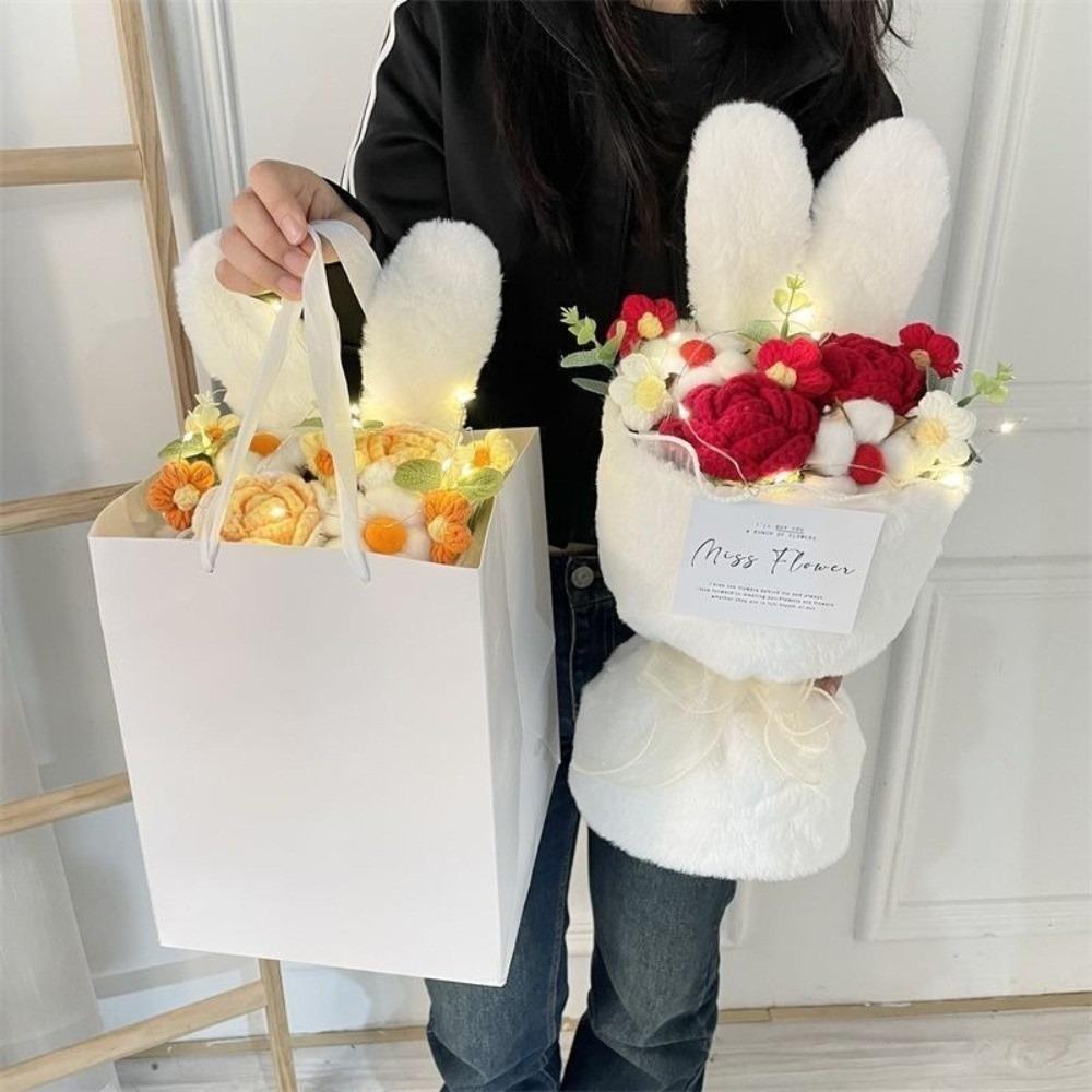 Rabbit Ears Crochet Flower Bouquet Handmade Flower Bouquet Artificial Flowers for Mother's Day