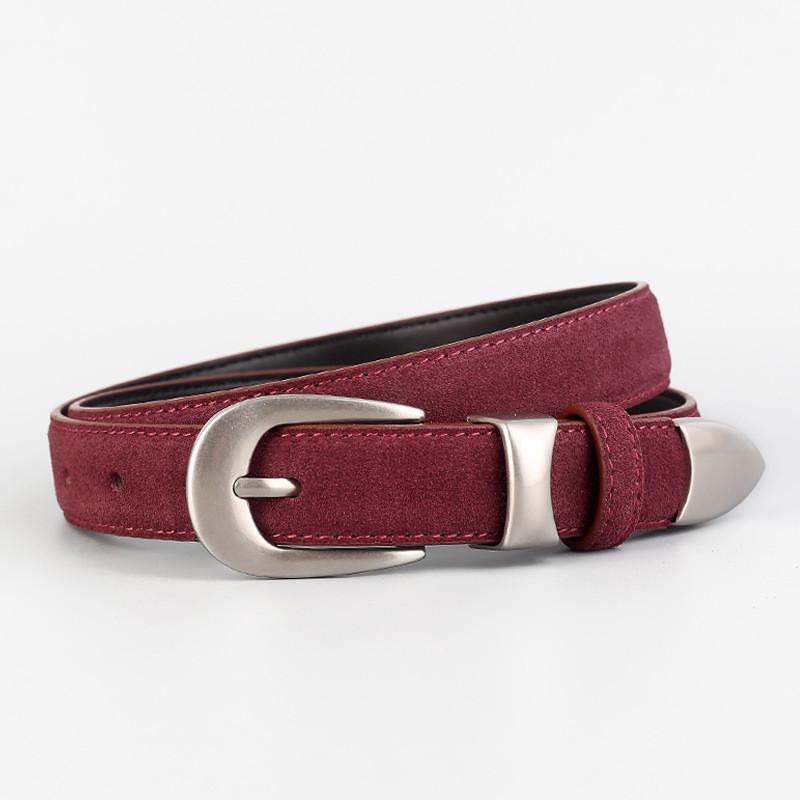 

Genuine Leather Womens Casual Belt With Alloy Buckle For Office Wear Angora Red