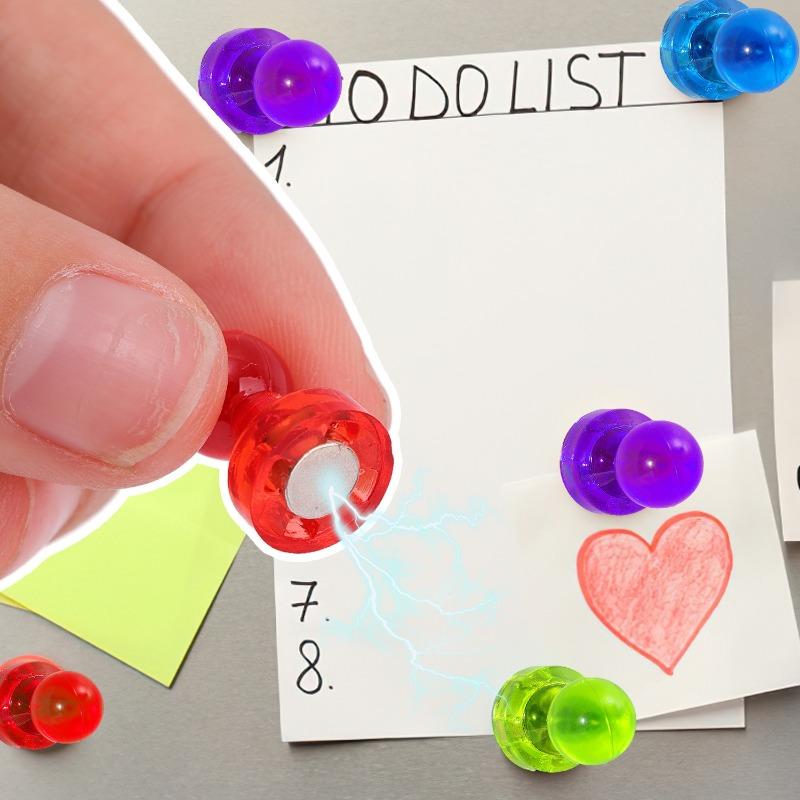 100x Magnetic Push Pins Strong Colorful Fridge Magnets Whiteboard Map Tacks Office Home Decor Stickers Bulletin Board Supplies
